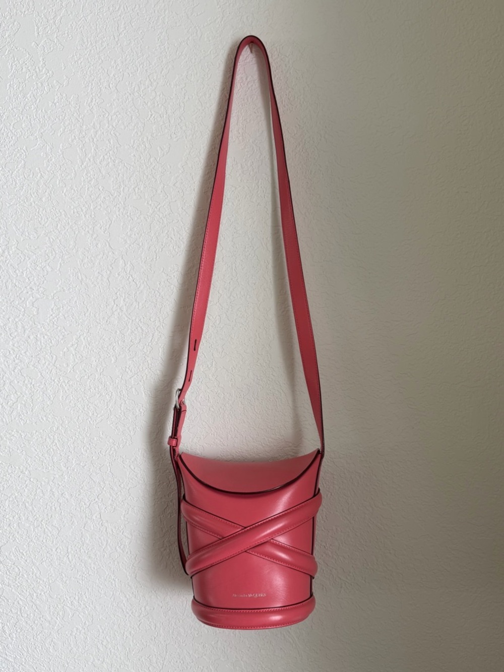 Alexander McQueen Pink Leather Bucket Crossbody Purse